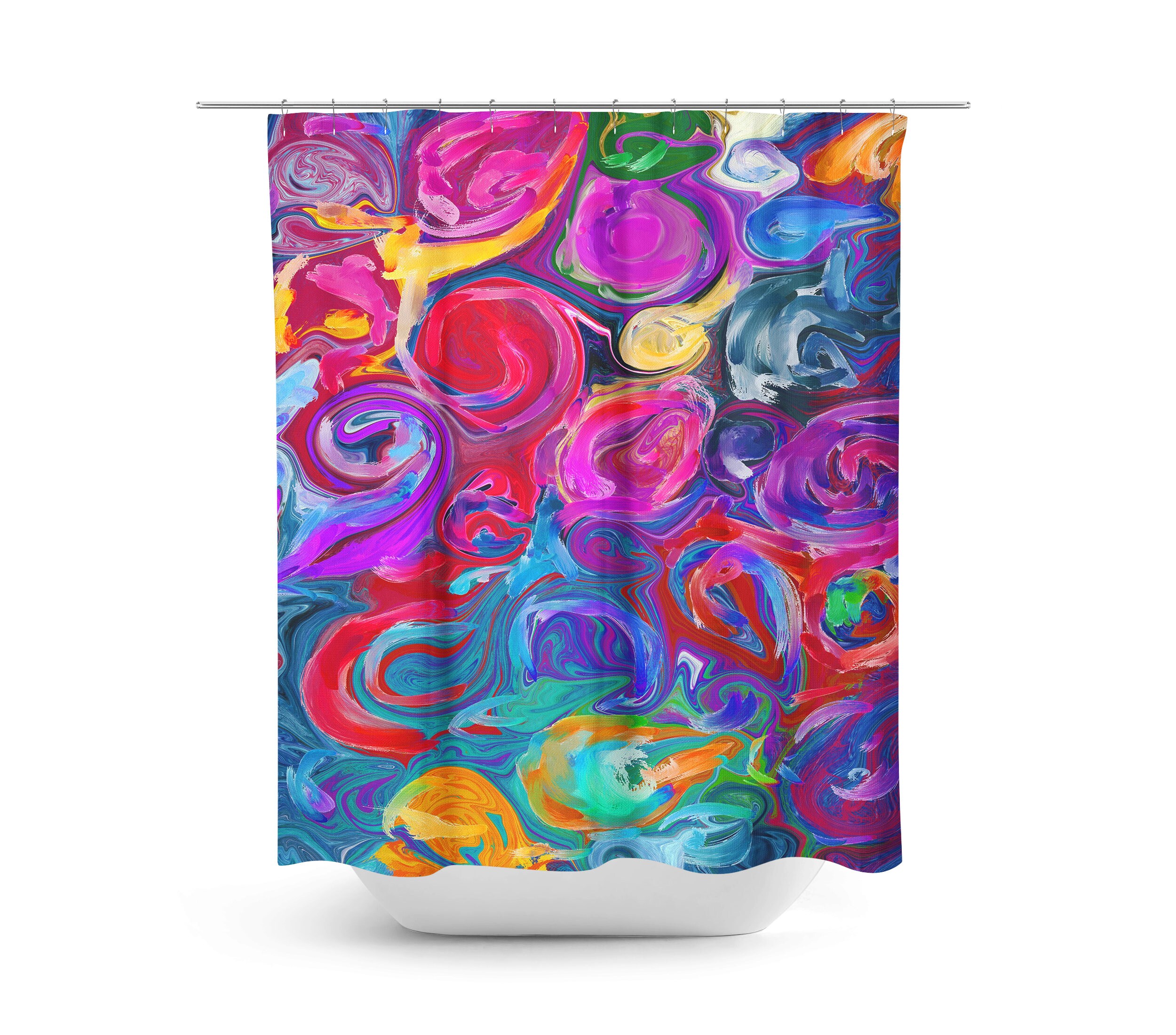Boho Hippie Shower Curtain with Vintage Bathroom Shower Curtains Print - Image 2