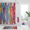 Boho Hippie Swirls Shower Curtain Optional Bath Mat Bathroom, Gypsy Rainbow with Restroom Shower Curtains Print