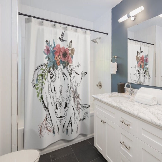 Boho Horse Head Bath Curtain, Horse Shower Curtain, Bathroom Decoration, Home Decor, Horse Lover, Cowgirl - Image 2
