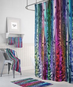 Boho Kissed Shower Curtain Optional Bath Towels, Bath Mats in Luxury Shower Curtains Print