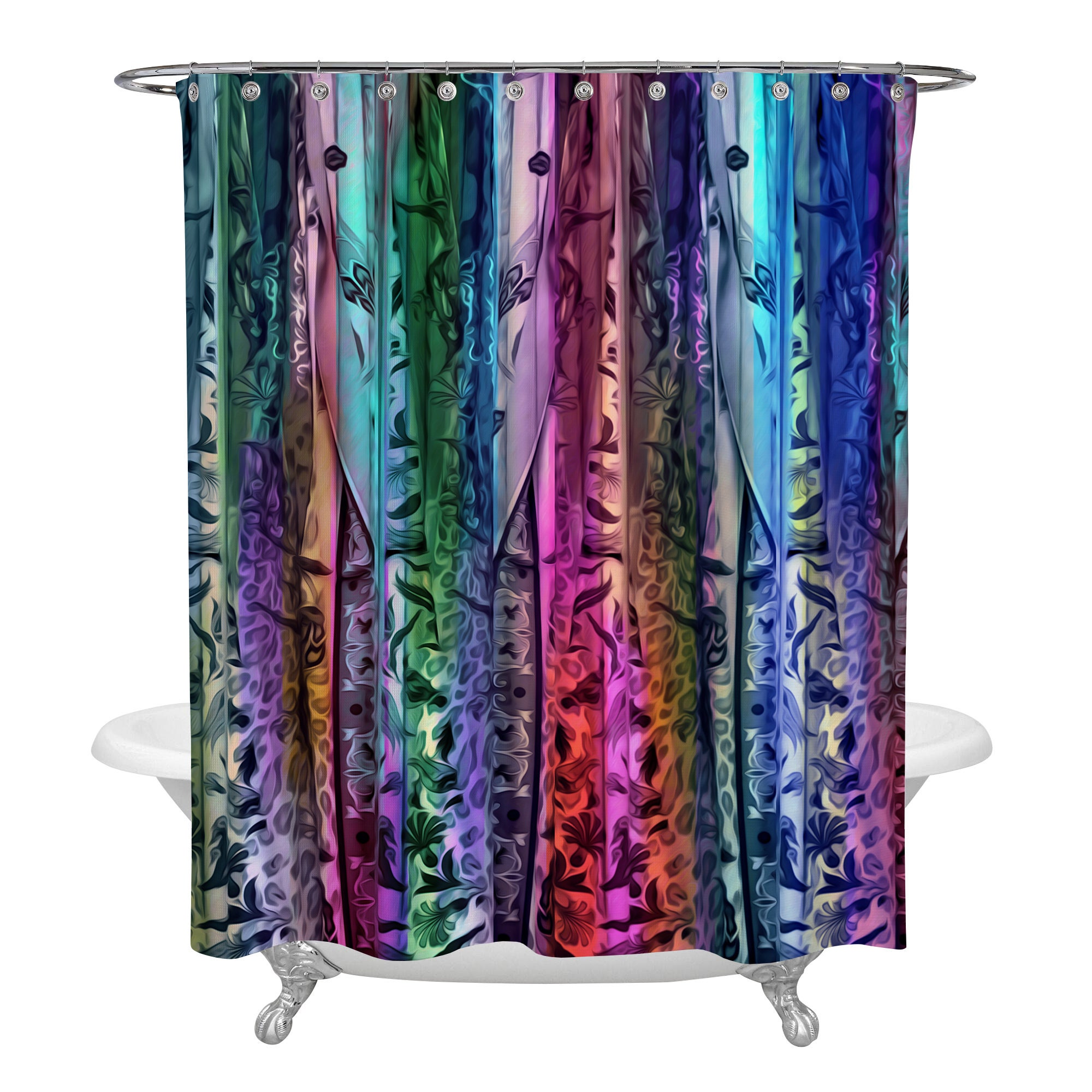 Boho Kissed Shower Curtain Optional Bath Towels, Bath Mats in Luxury Shower Curtains Print - Image 2