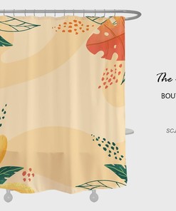 Boho Leaf Shower Curtain with Customizable Sizes and Hooks
