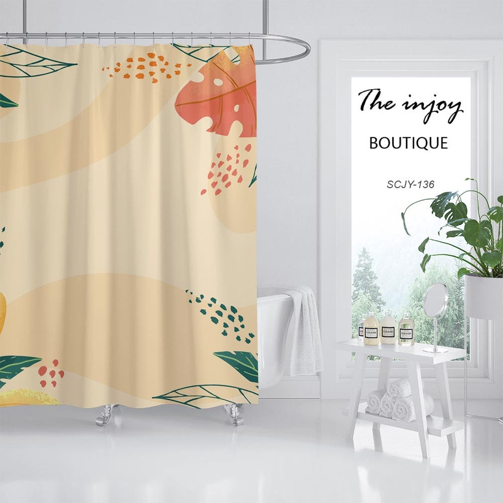 Boho Leaf Shower Curtain with Customizable Sizes and Hooks - Image 2