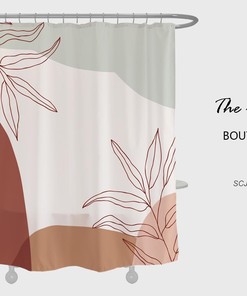Boho Leaf Shower Curtain with Tropical Leaves and Customizable Sizes