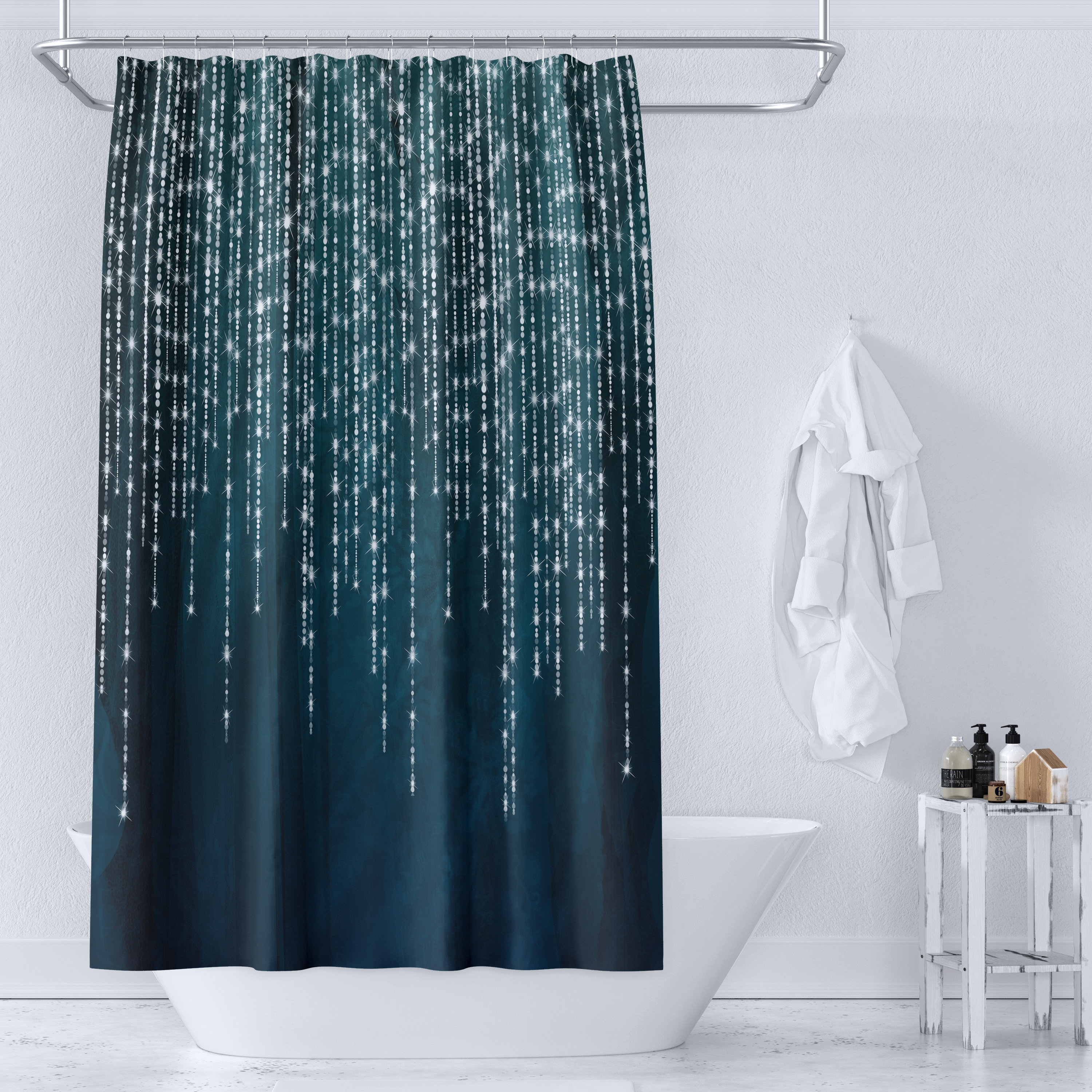 Boho Lights Shower Curtain, Unique Bohemian Bath Print, Modern Bathroom Accessories, Eclectic Home Decor Gift - Image 3