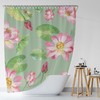 Boho Lotus Floral Shower Curtain / Green Botanical Bathroom Decor / Fabric Bath Curtain / Spring Bath Curtain