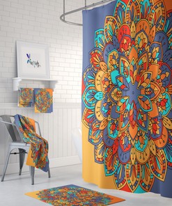 Boho Mandala Shower Curtain, Eclectic and Bohemian Bathroom Decor, Inspirational Mandala Bath Print, Unique Home Decor