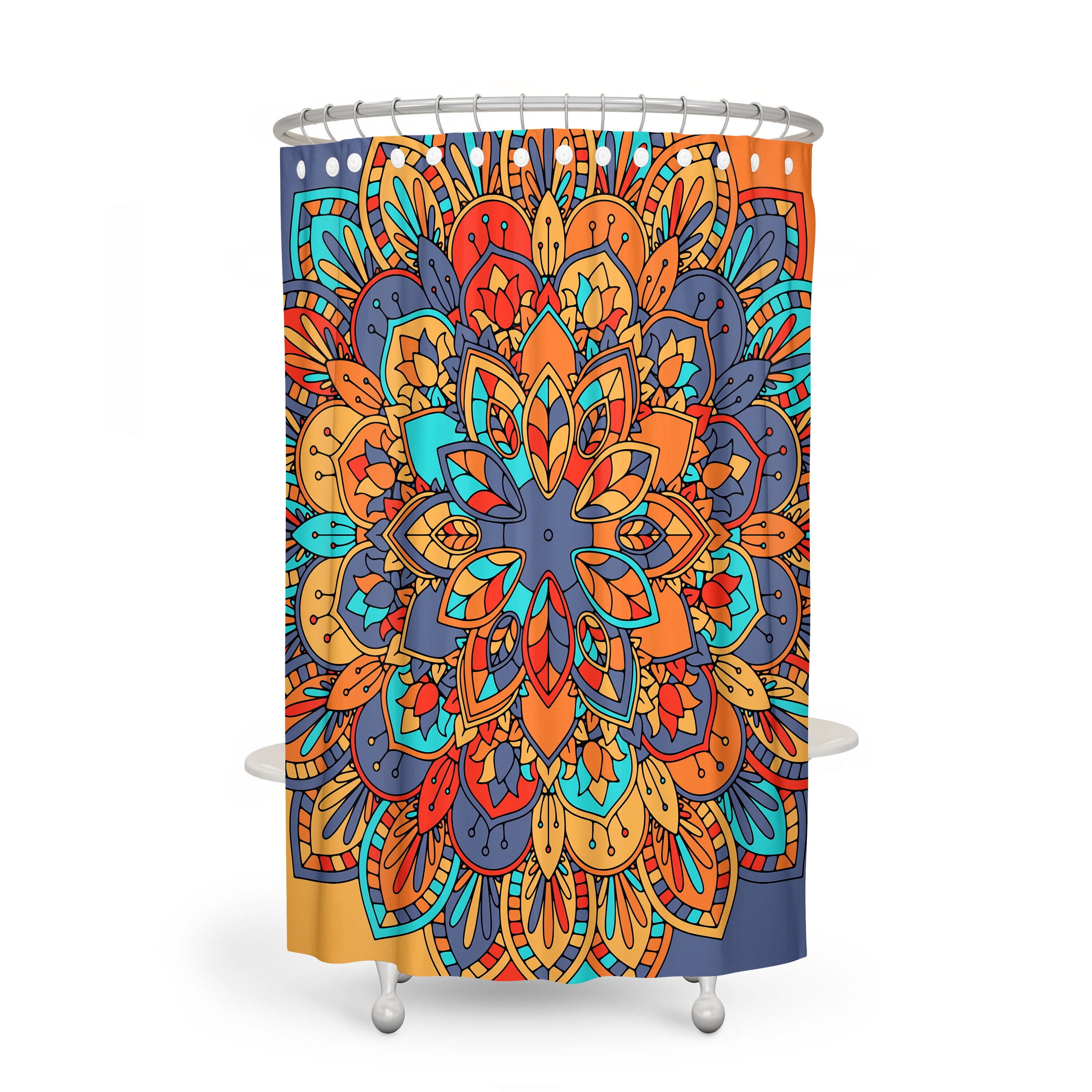 Boho Mandala Shower Curtain, Eclectic and Bohemian Bathroom Decor, Inspirational Mandala Bath Print, Unique Home Decor - Image 2