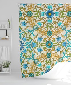 Boho Mandala Shower Curtain with Eclectic Art Nouveau Psychedelic Designs, Perfect Art Gift for Any Bathroom