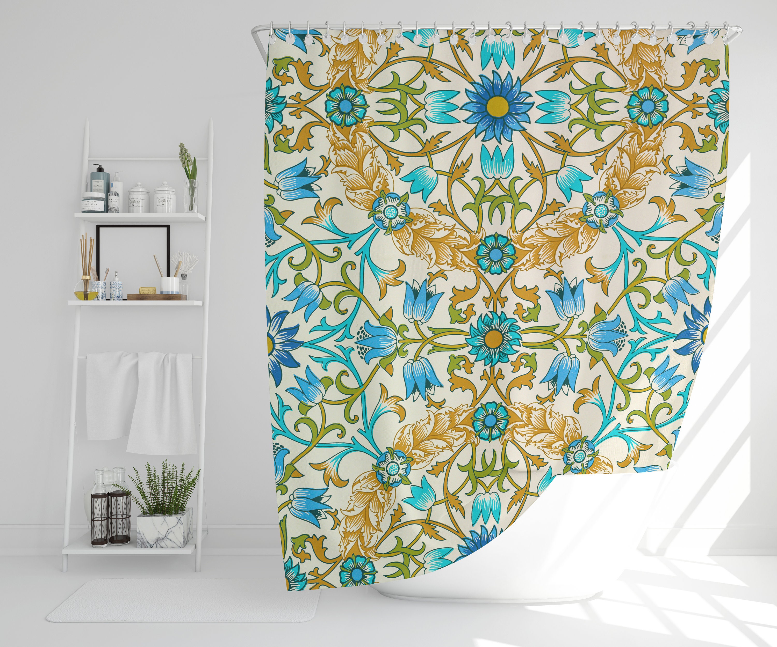 Boho Mandala Shower Curtain with Eclectic Art Nouveau Psychedelic Designs, Perfect Art Gift for Any Bathroom