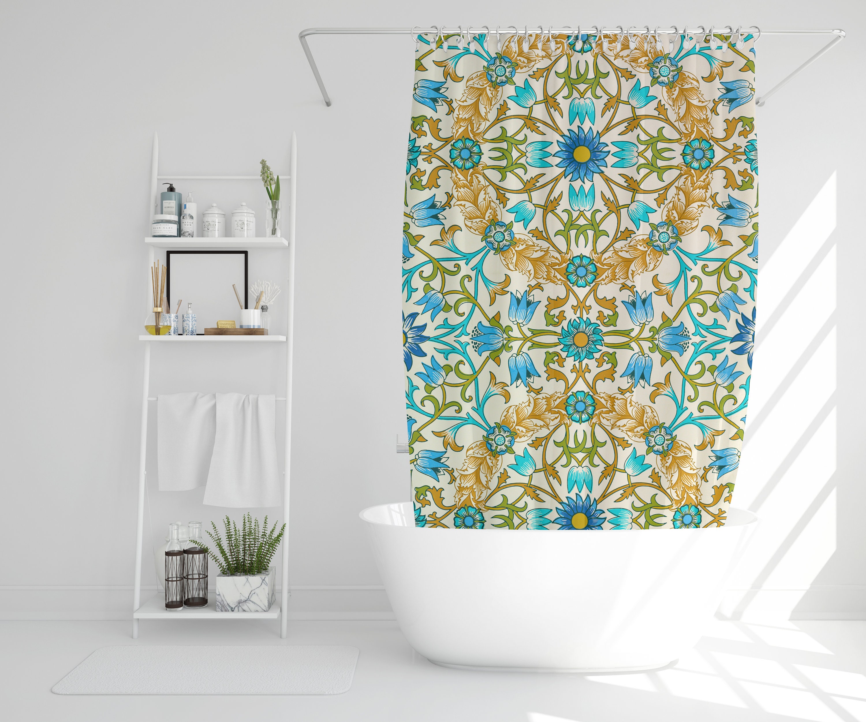 Boho Mandala Shower Curtain with Eclectic Art Nouveau Psychedelic Designs, Perfect Art Gift for Any Bathroom - Image 2