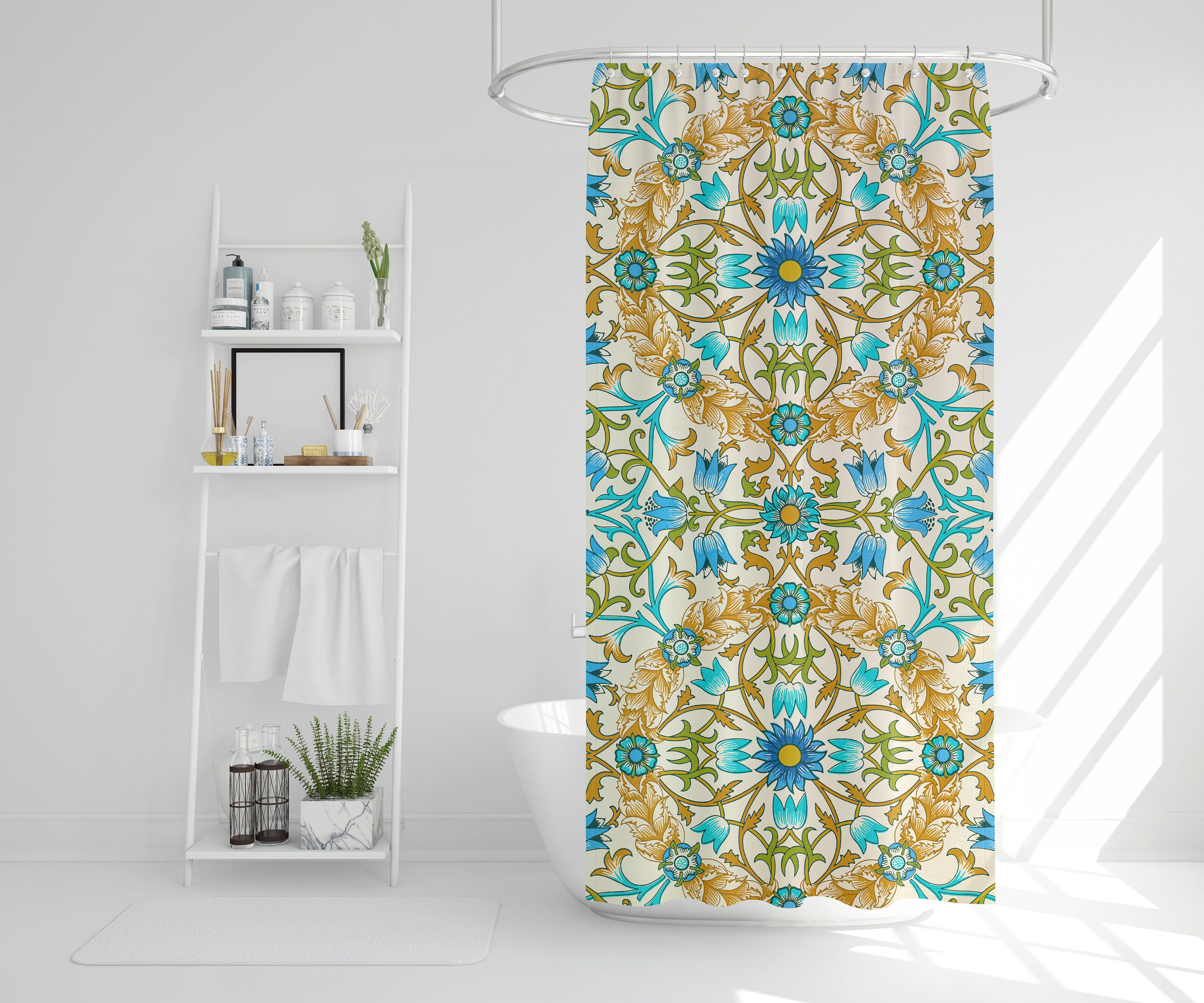 Boho Mandala Shower Curtain with Eclectic Art Nouveau Psychedelic Designs, Perfect Art Gift for Any Bathroom - Image 3