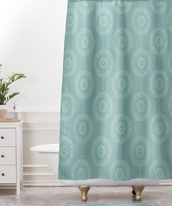 Boho Medallion Geometric Shower Curtain / Seafoam Bath Curtain / Fabric Shower Curtain / Vintage-Inspired