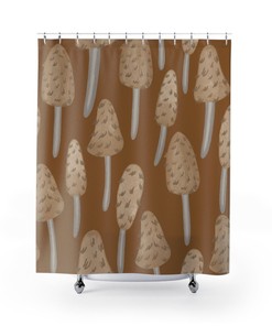 Boho Mushroomcore Shower Curtain, Retro Mushroom Bathroom Accessory, Tub Curtain