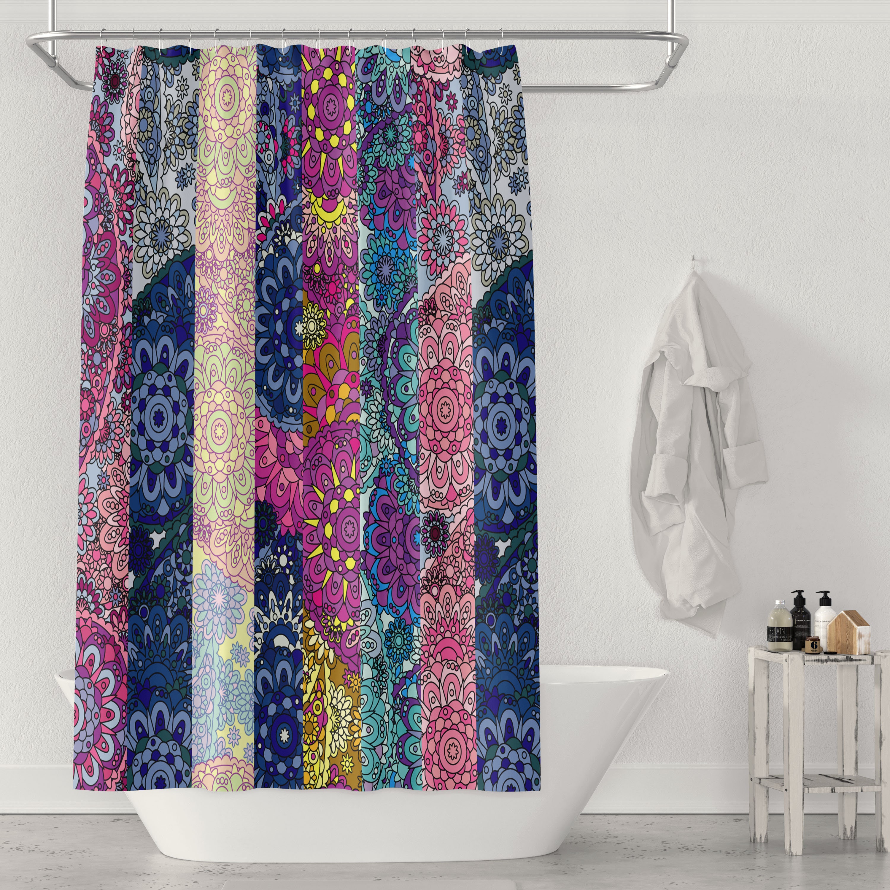 Boho Paisley Shower Curtain with Add-On Towels and Bath Mat Options for Bathroom Set - Image 2