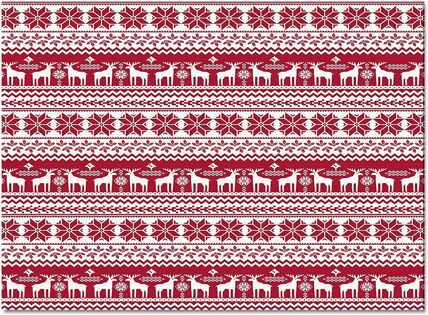 Boho Patchwork Red Christmas Kids Rugs, Machine Washable Breathable Durable Mat with Retro 70s Flair - Image 3