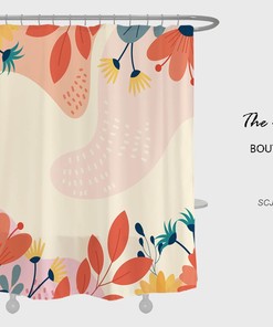 Boho Plants Shower Curtain with Floral Flowers and Customizable Colors