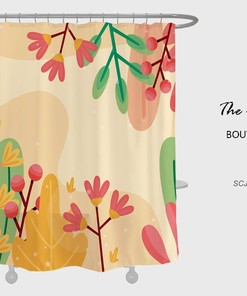 Boho Plants Shower Curtain with Floral Flowers and Customizable Sizes