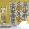 Boho Retro Flowers Bathroom Decor Set with Waffle Weave Shower Curtain and Towels