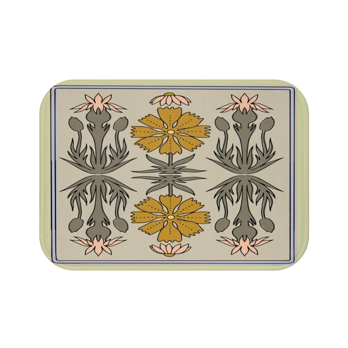 Boho Retro Flowers Bathroom Decor Set with Waffle Weave Shower Curtain and Towels - Image 3