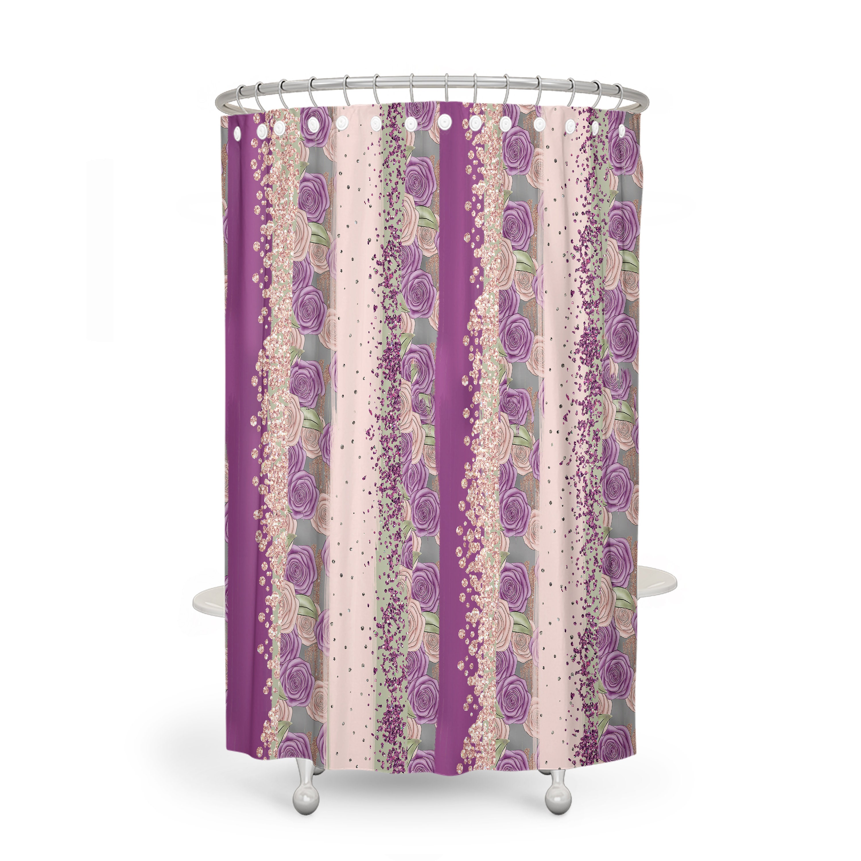 Boho Rose Shower Curtain with Optional Bath Mat and Towels for Elegant Bathroom Decor - Image 3