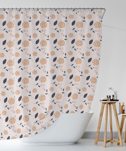 Boho Roses Shower Curtain, Botanical Floral Pattern Bath Print, Flowers Bathroom Decor Gift 71x74 in, Bohemian Style