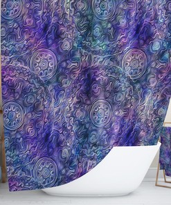 Boho Shower Curtain Optional Bath Mat Bathroom Set , Purple Pastel with Vintage Shower Curtains Print