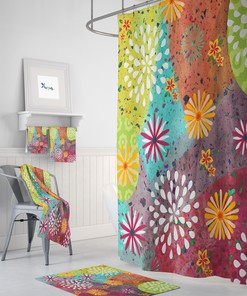 Boho Shower Curtain Optional Bath Mat Bathroom Set with Kids Bathroom Shower Curtain Print