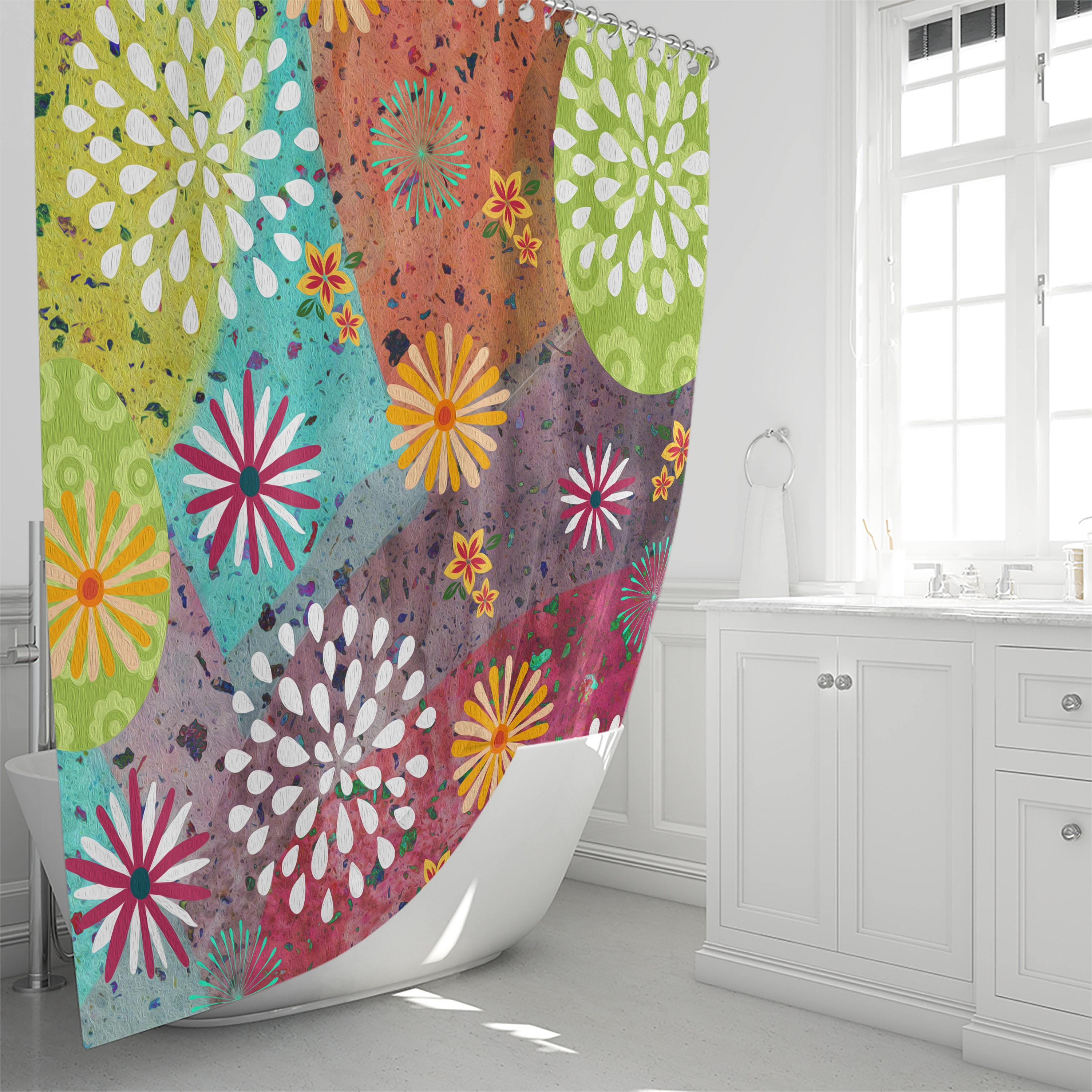 Boho Shower Curtain Optional Bath Mat Bathroom Set with Kids Bathroom Shower Curtain Print - Image 2
