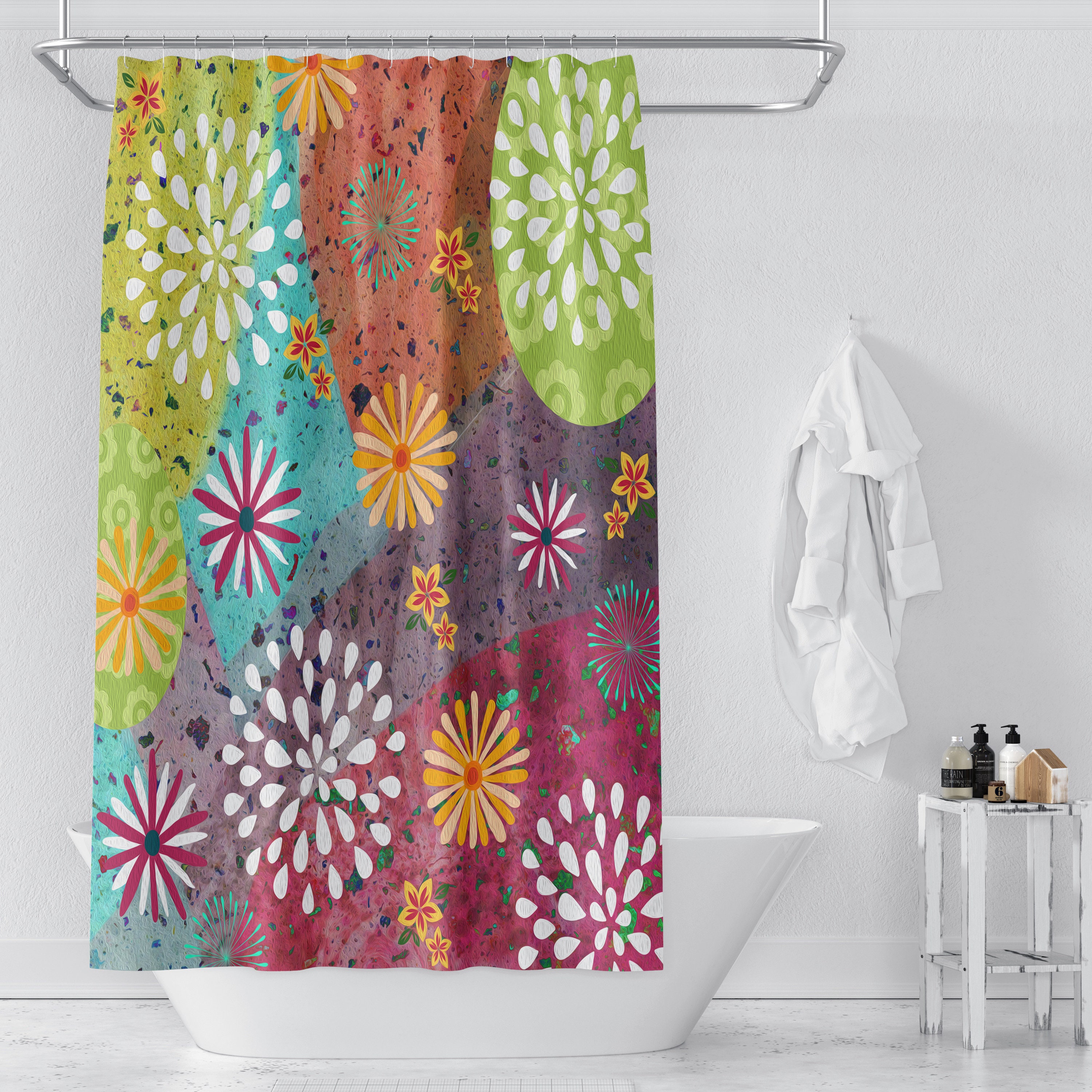 Boho Shower Curtain Optional Bath Mat Bathroom Set with Kids Bathroom Shower Curtain Print - Image 3