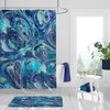 Boho Shower Curtain with Beautiful Blue Abstract Pattern for Bathroom Decor