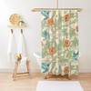 Boho Shower Curtain with Flowers, Birds, and Art Nouveau Nature Design