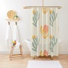Boho Shower Curtain with Mid-Century Abstract Patterns and Cacti - Trendy and Eco-Friendly