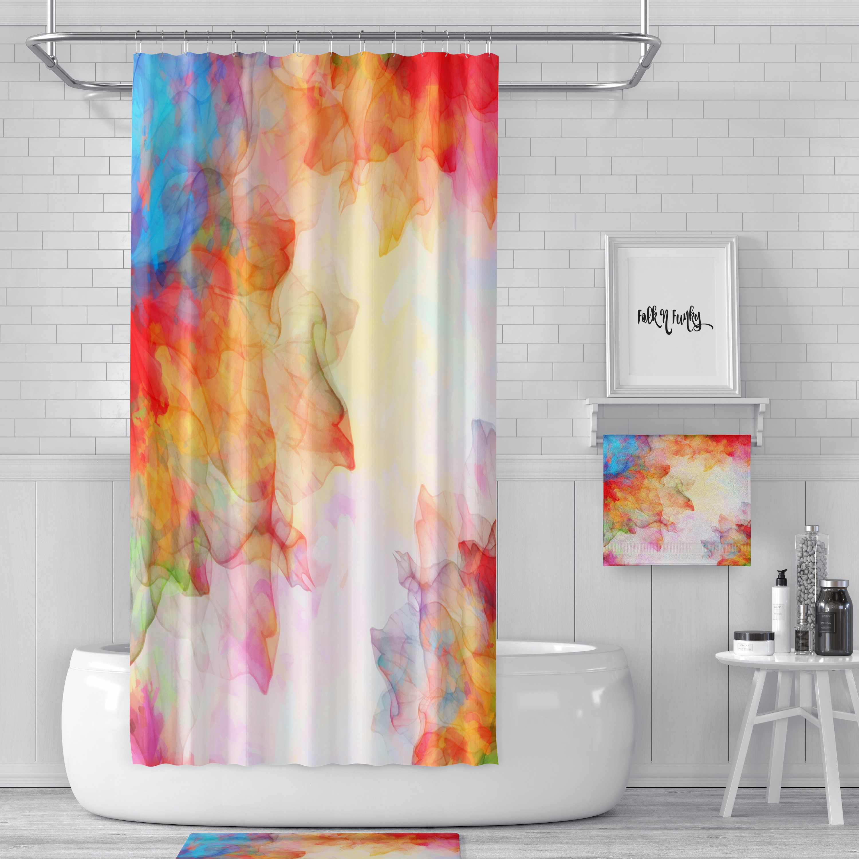 Boho Shower Curtains, Bath Mat, and Towels Bathroom Set - Summer Breeze Home Decor - Image 2