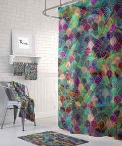 Boho Style Shower Curtain with Magical Waves Design and Bathroom Set Options