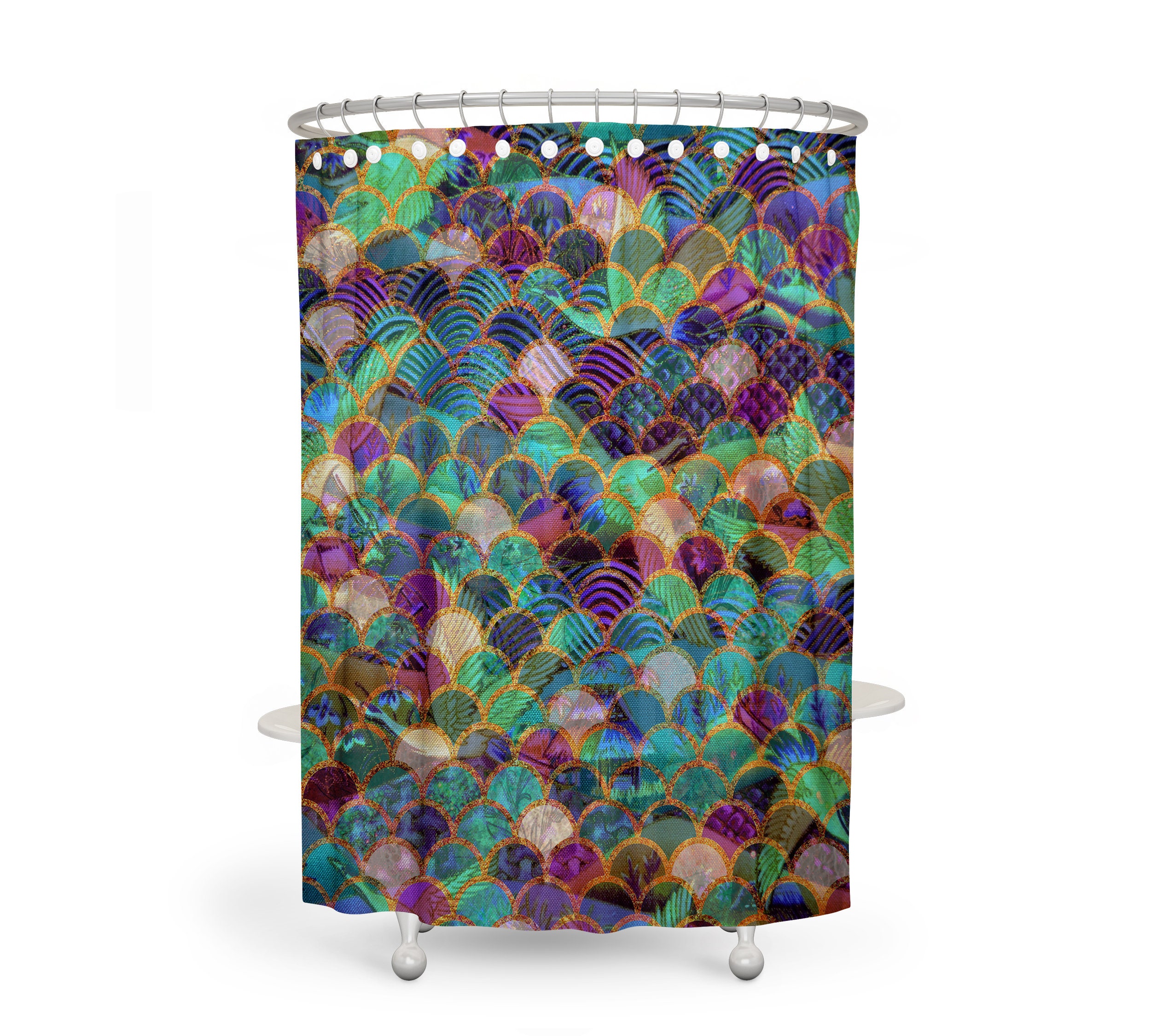 Boho Style Shower Curtain with Magical Waves Design and Bathroom Set Options - Image 2