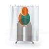 Boho Sun Orange and Teal Mid Century Modern Shower Curtain with Retro Flair