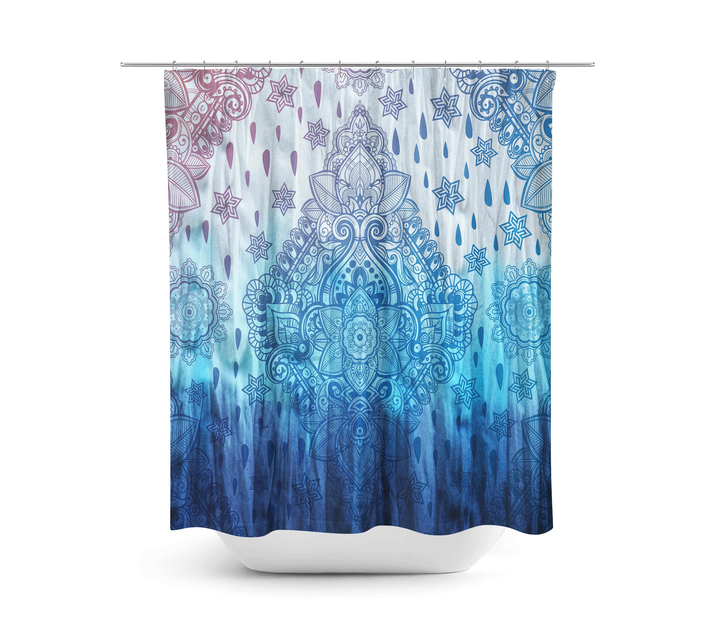 Boho Tie Dye Shower Curtain, Colorful Tie Dye Bath Curtain, Bohemian Bathroom Decor, Eclectic Home Design - Image 2