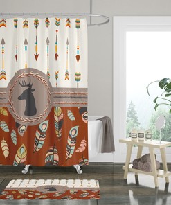 Boho Tribal Deer Shower Curtain with Unique Shower Curtains Print