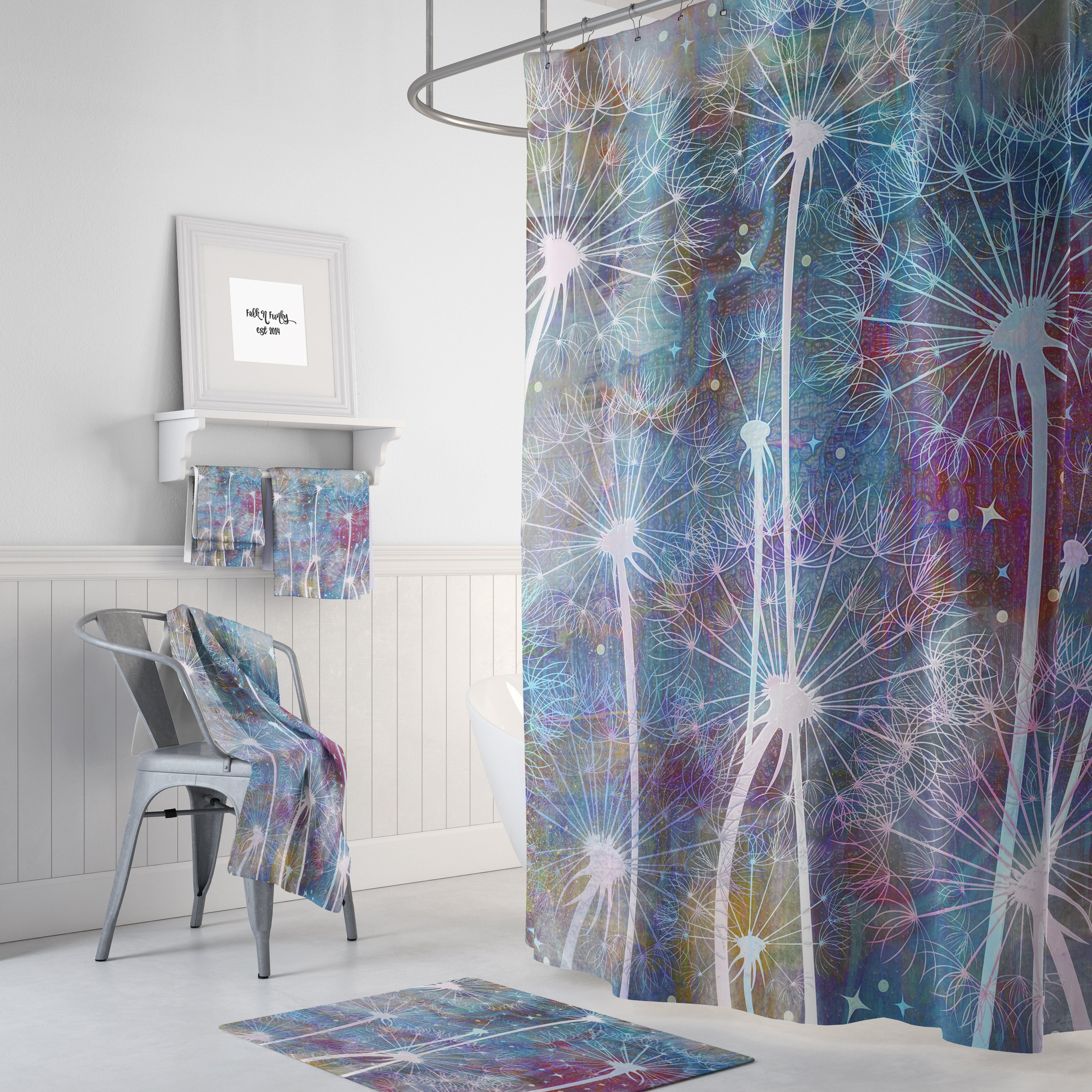 Boho Wishes Shower Curtain Set with Optional Bath Mat Bathroom for Unique Home Decor