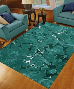 Bold 70s Emerald Green Modern Abstract Art Deco Rug for Unique Home Decor