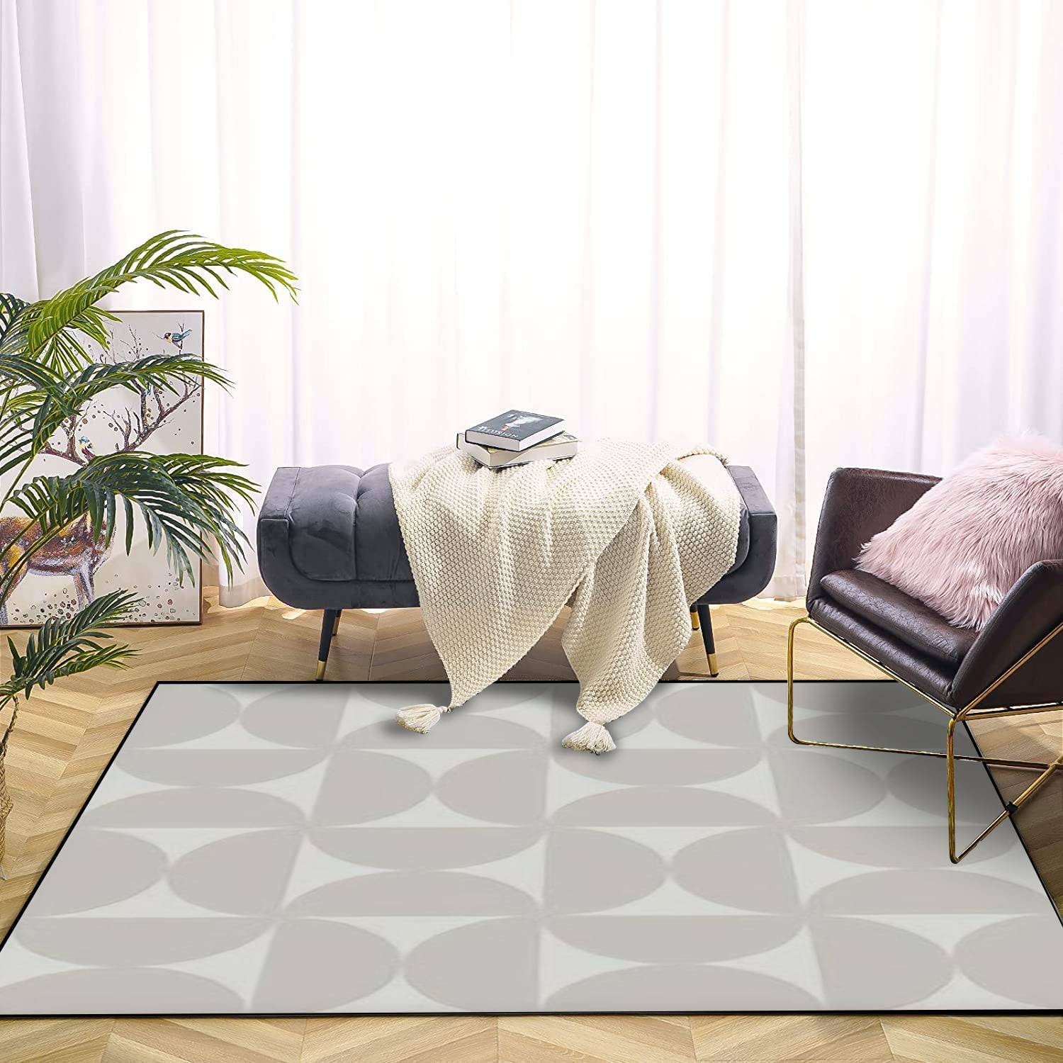 Bold Abstract Greige Seamless Geometric Area Rug with Minimalist Design for Modern Home Decor