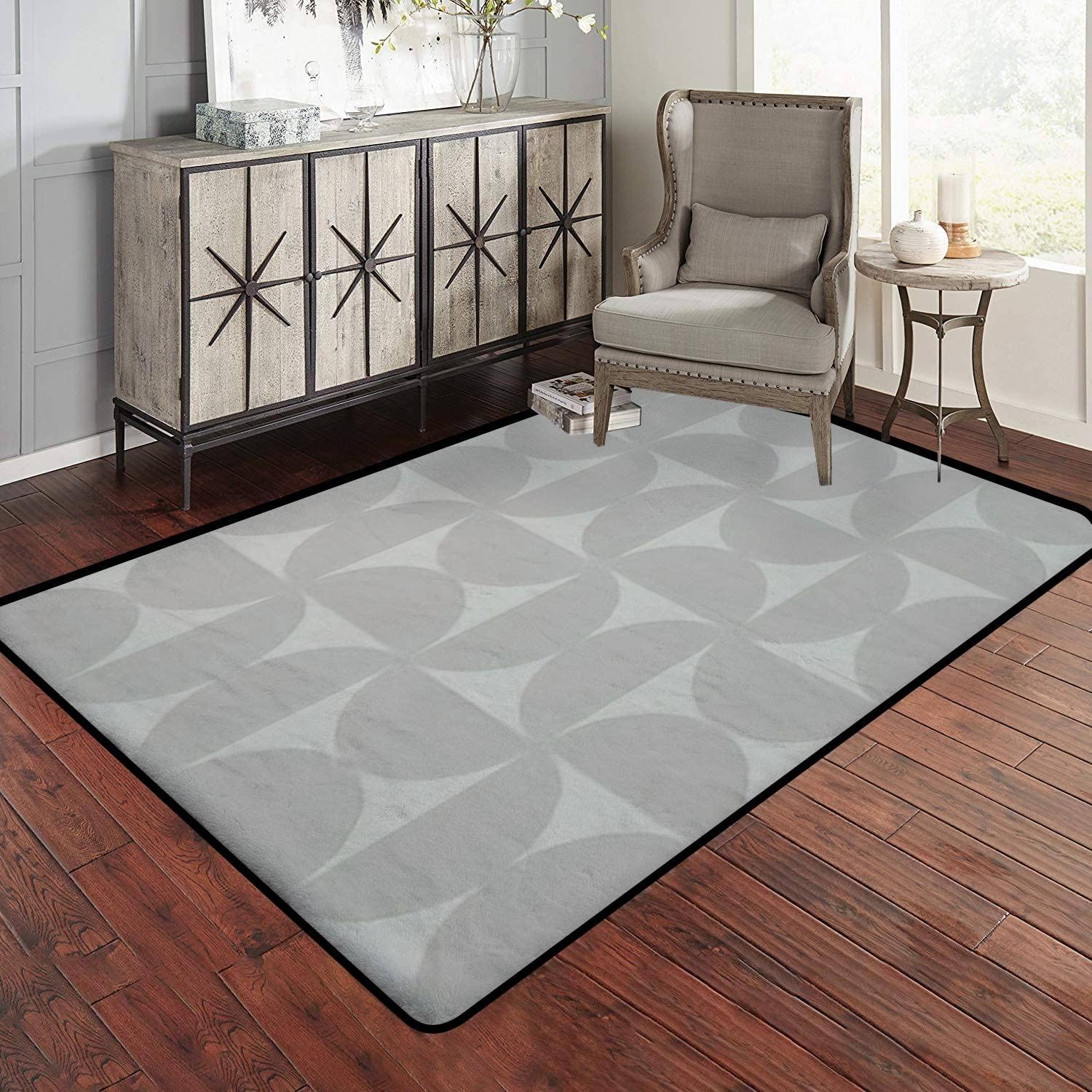 Bold Abstract Greige Seamless Geometric Area Rug with Minimalist Design for Modern Home Decor - Image 2