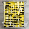 Bold Black and Yellow Shower Curtain Abstract Stripes Print with 90s Style for Modern Bathroom Decor