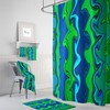 Bold Blue and Green Abstract Art Shower Curtain for Eye-catching and Creative Bathroom Decor