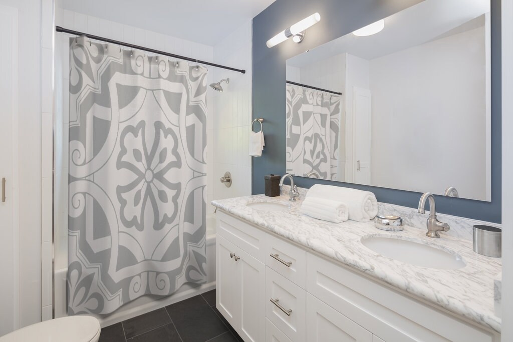 Bold Contemporary Shower Curtain for a Unique Bathroom, 71 x 71 inch Curtain - Image 2