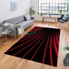 Bold Neon Black and Red Vortex Patterned Rug for Modern Living Room and Bedroom