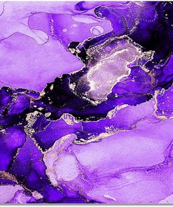 Bold Purple Gold Marble Texture Area Carpet for Customizable Indoor Rug in 70s Style