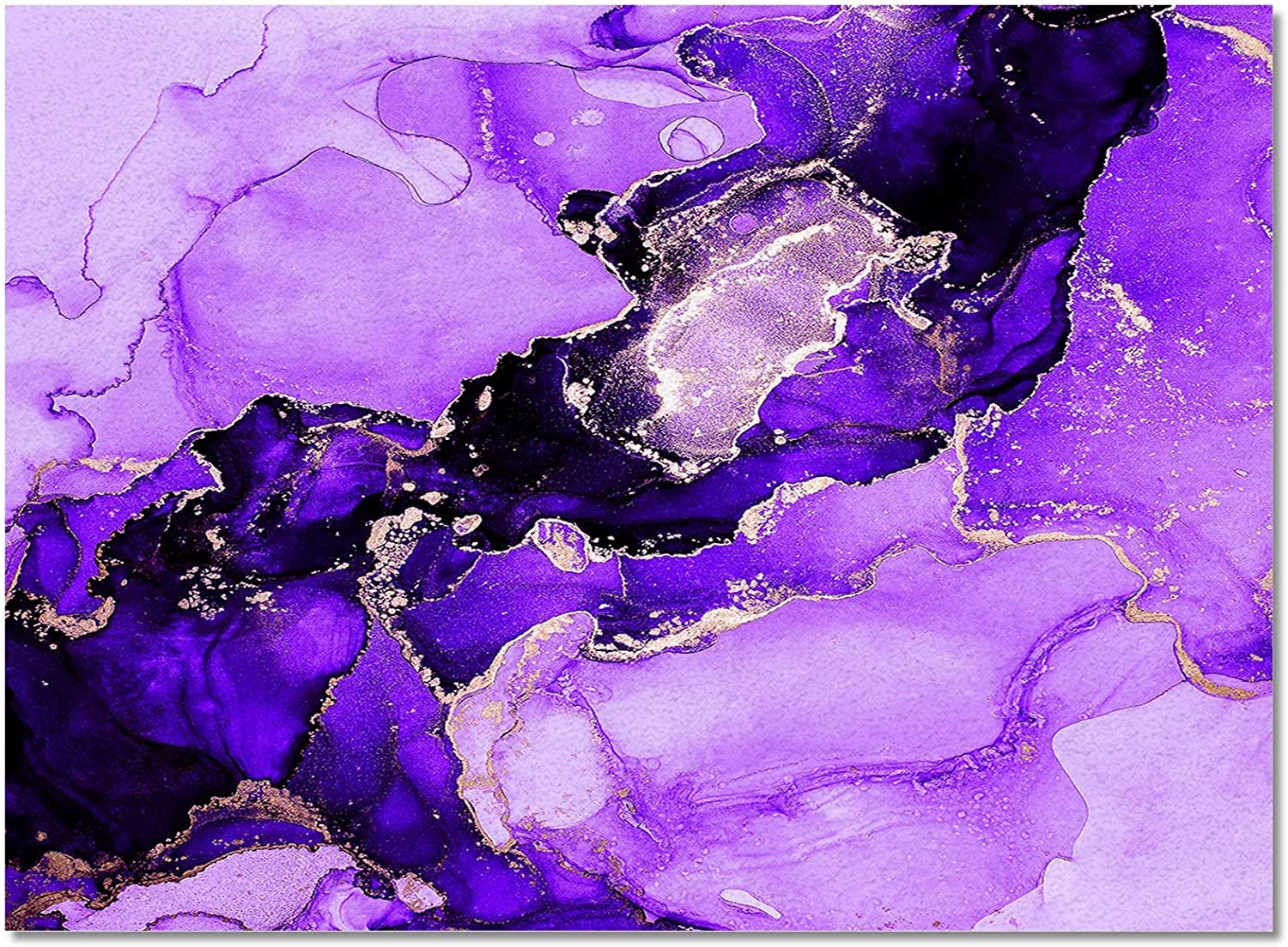Bold Purple Gold Marble Texture Area Carpet for Customizable Indoor Rug in 70s Style