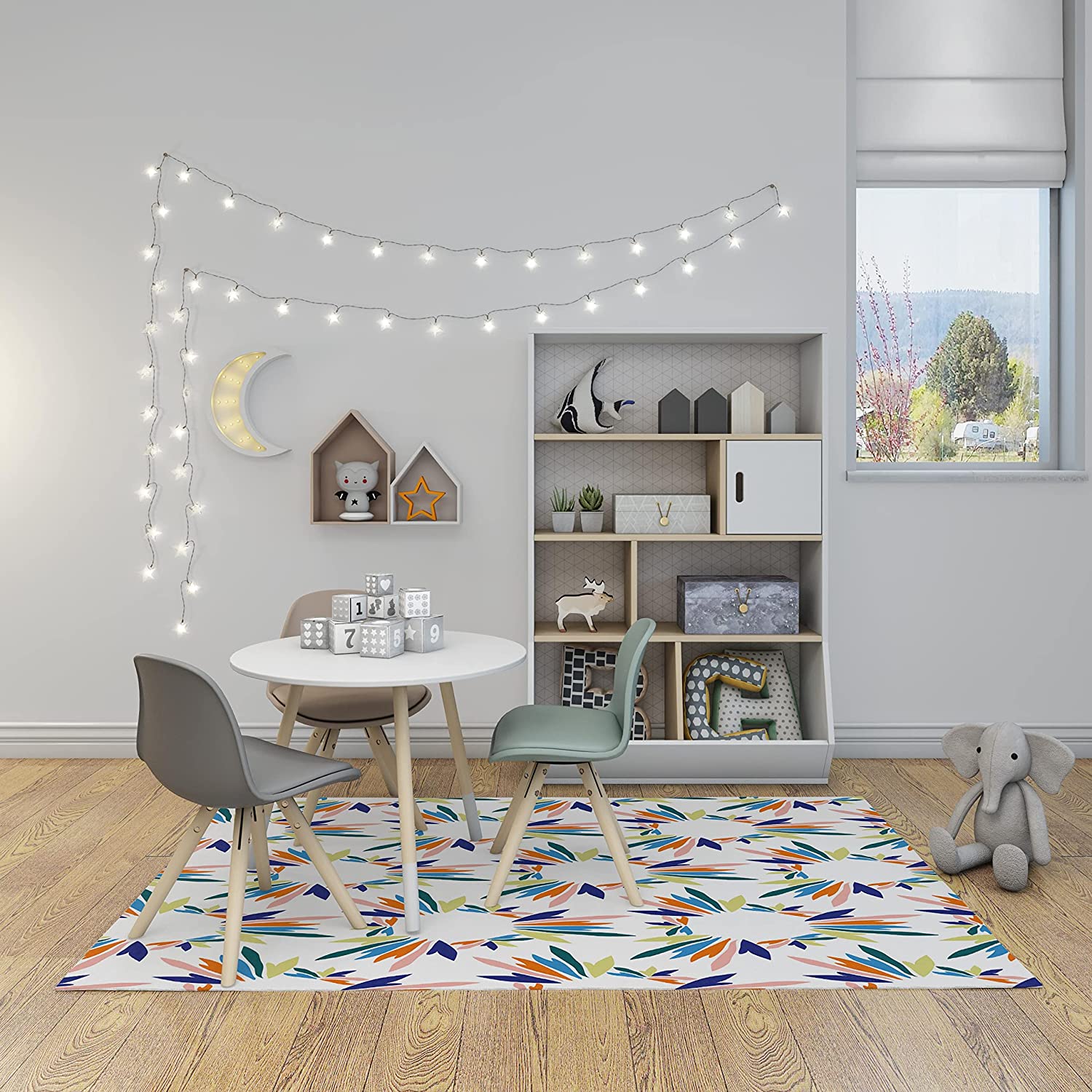 Bold Summer Bloom Floral Non-Slip Area Rug - Hand Painted Classic Blue Pink Pattern for Home Decoration